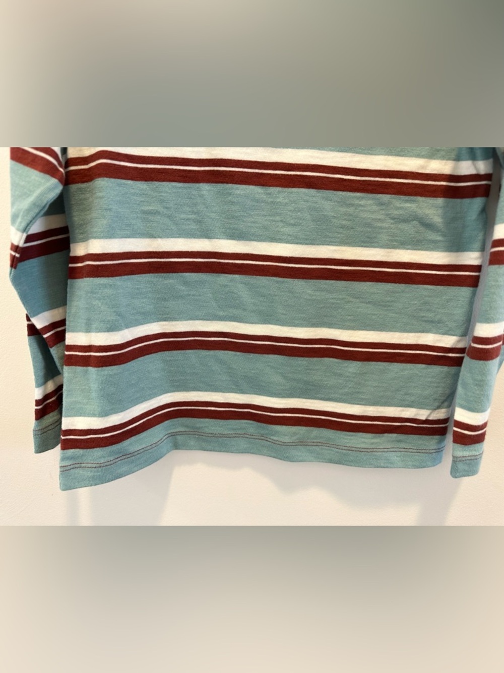 J. Crew CrewCuts Boys' Teal, Maroon & White Striped Long Sleeve Tee - Picture 4 of 7
